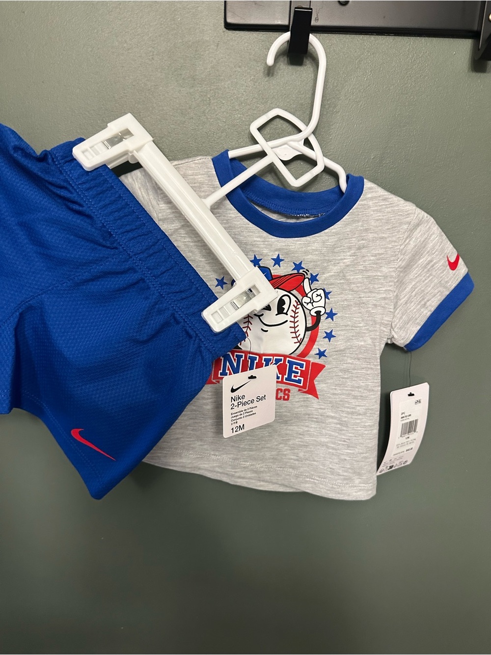 Nike Gray Tee & Royal Blue Shorts Baseball Graphic Set
